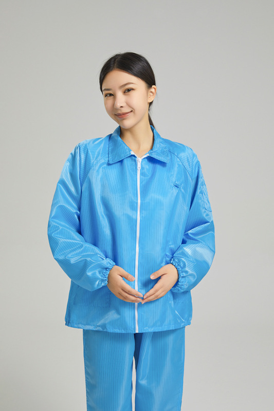 帯電防止服、防塵作業場クリーン服、フード付きワンピース服、食品電子工場コート、ストライプ防塵分割服|undefined