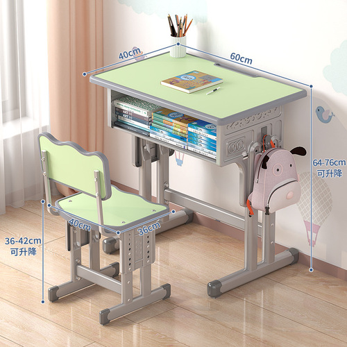 Home Adjustable Height Children's Study Desk and Writing Desk Training Class Room School Desk for Primary School Students Learning Desk Set with Chairs