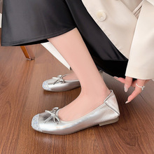 2025年秋季新款法式蝴蝶结芭蕾单鞋女休闲蛋卷鞋平底软底大码女鞋