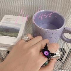 Handmade Kurokami Cartoon Cute Ring Non-Fading Women's Ins Trend Couple Minority Design Ring Eye Ball Creative