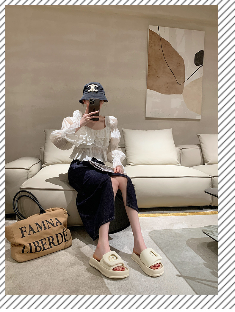 Trendy fashion single strap women's shoes 2023 summer new style women's poop feel comfortable breathable thick bottom outer sandals_voghion.com