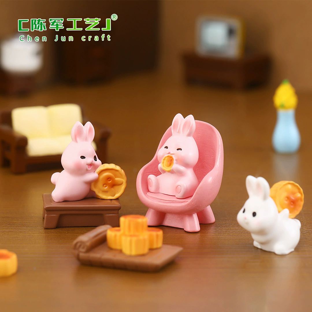 Cute cartoon small rabbit, cute animals, micro landscape
