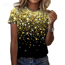 2022新款女T恤圓領短袖寬松3D數碼印花夏季潮流歐美女裝廠家直銷