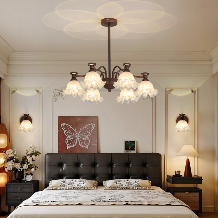 Lámpara de la sala de estar medieval lámpara de la sala de estar principal lámpara francesa retro alta sensación americana estilo medieval dormitorio comedor lámpara de la cama
