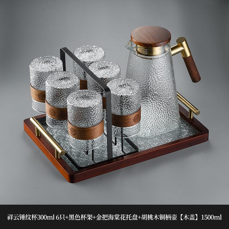 Nuevo chino patrón vertical taza de vidrio hogar de alta temperatura resistente taza de té hervidor de agua traje taza de beber anti-escaldado sala de estar hospitalidad