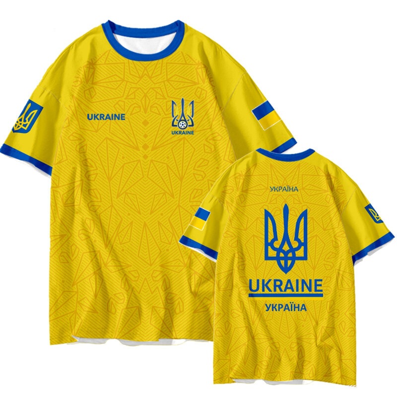 26-27 Ukraine National Team Football Jersey Fan Jersey Geographical Designation Quick-Dry Short-Sleeve T-Shirt for Men and Women 26-27 Ukraine National Team Football Jersey Fan Jersey Geographical Designation Quick-Dry Short-Sleeve T-Shirt for Men and Women