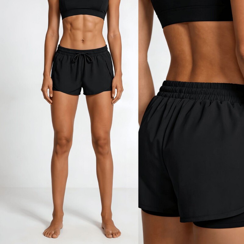 Cross-Border Lightweight Sports Running Shorts, Shaping, Comfortable, Quick-Drying, Lightweight, Breathable, High-Waisted Drawstring Curved Edge Hot Pants