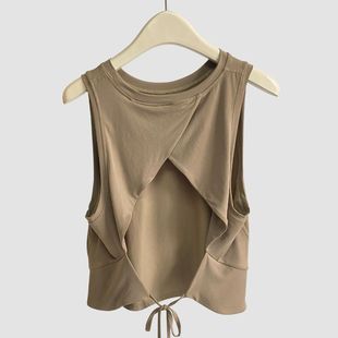 Fitness Wear Yoga Sleeveless Loose Blouse Design Strapless Backless Running Sports Top Women's Hot One Piece Cross-Border