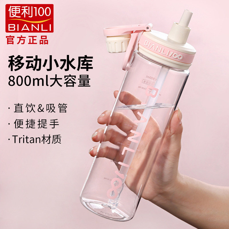 高颜值Tritan水杯母婴级材质吸管直饮两用大容量户外便携运动水壶