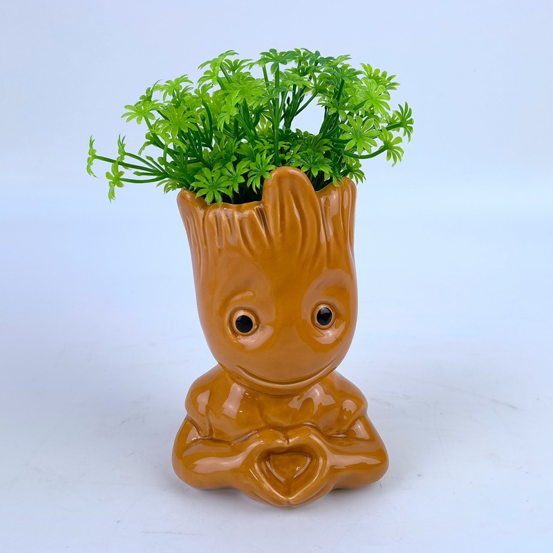 Cerámica Árbol Hombre Maceta Creativa Estaca de madera Hombre de madera Planta en maceta Animación Árbol periférico Extraño Escritorio Portalápices Adornos en maceta