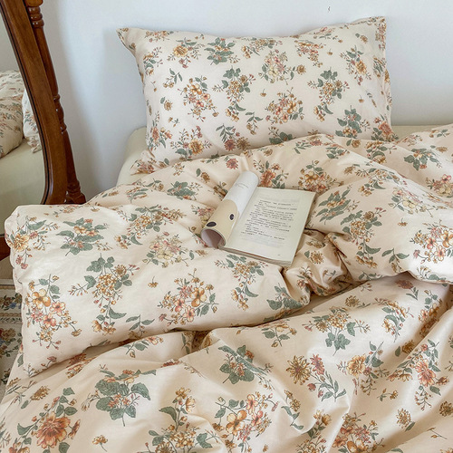 Ins Korean blog recommends four-piece pure cotton bedding set dormitory sheets and quilt cover three-piece bedding set