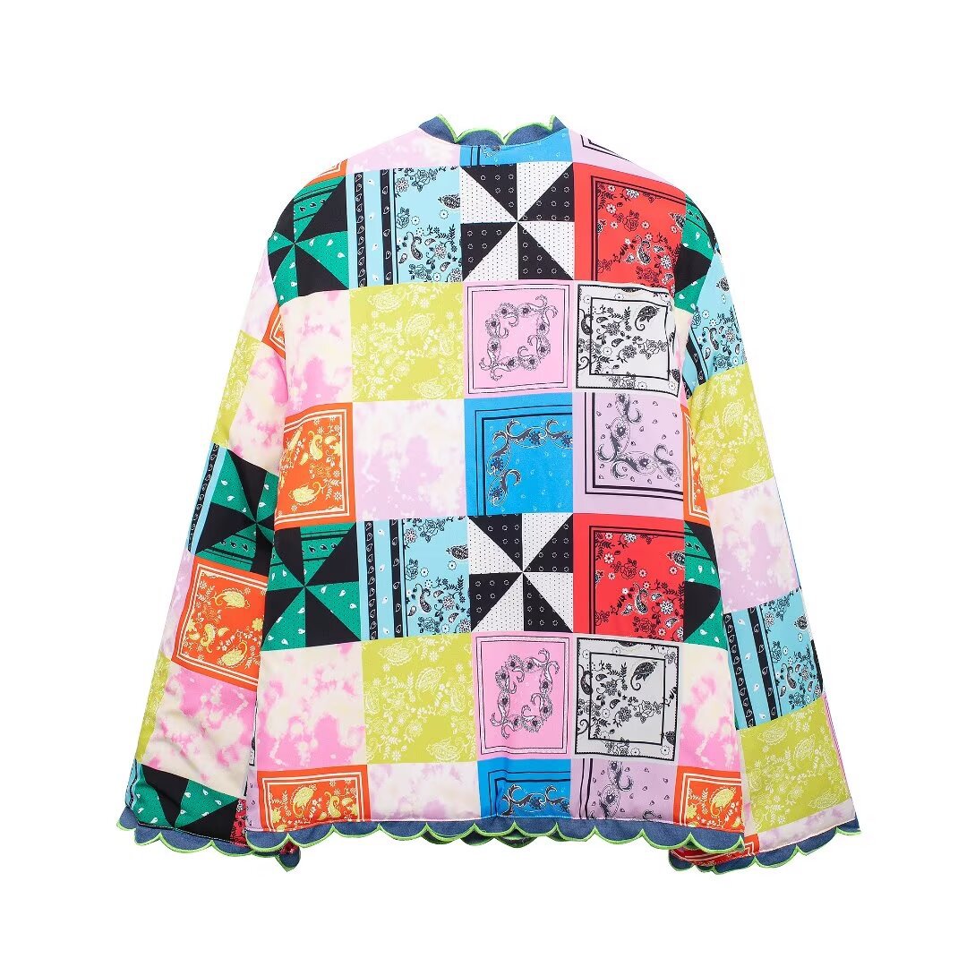 Women's clothing 2024 autumn/winter new street fashion top printed cotton jacket_voghion.com