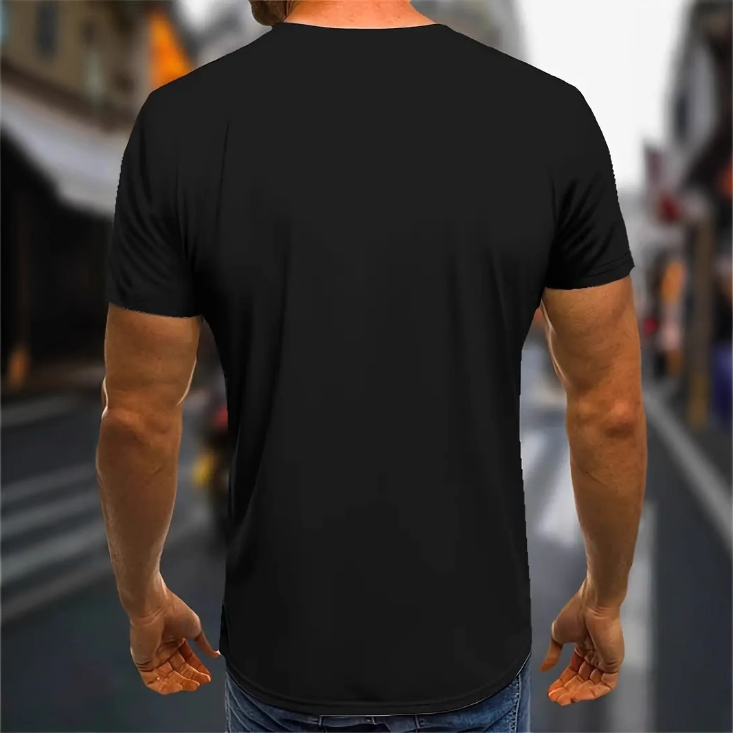 Personalidad divertida chaqueta de mezclilla de metal estampado 3D camiseta de cuello redondo de manga corta suelta y transpirable de la calle de verano de los hombres