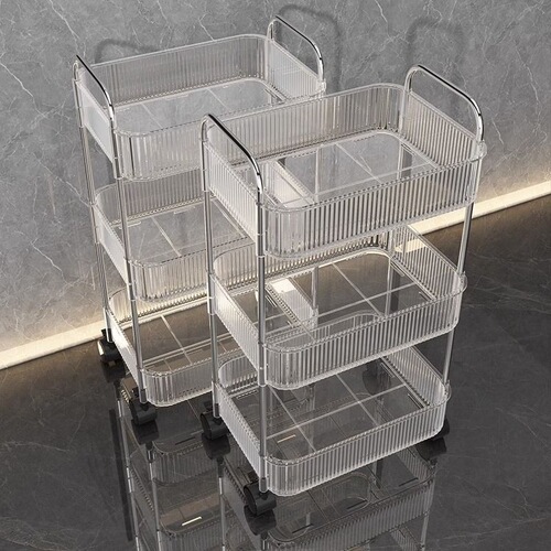 High-Quality Acrylic Rolling Cart Bathroom and Toilet Storage Rack Multi-functional Kitchen Snack Multi-layer Storage Shelf