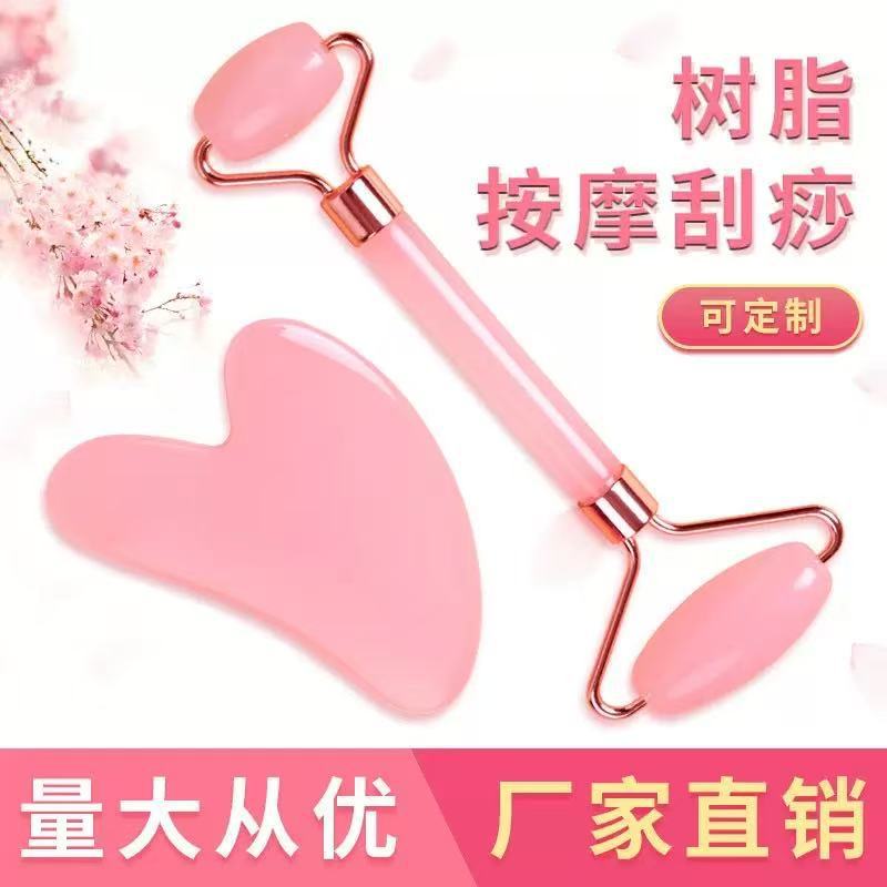 Masaje de rodillos de cristal de polvo conjunto de masaje no jade doble cabeza varilla de masaje facial placa de belleza facial doble cabeza varilla manual