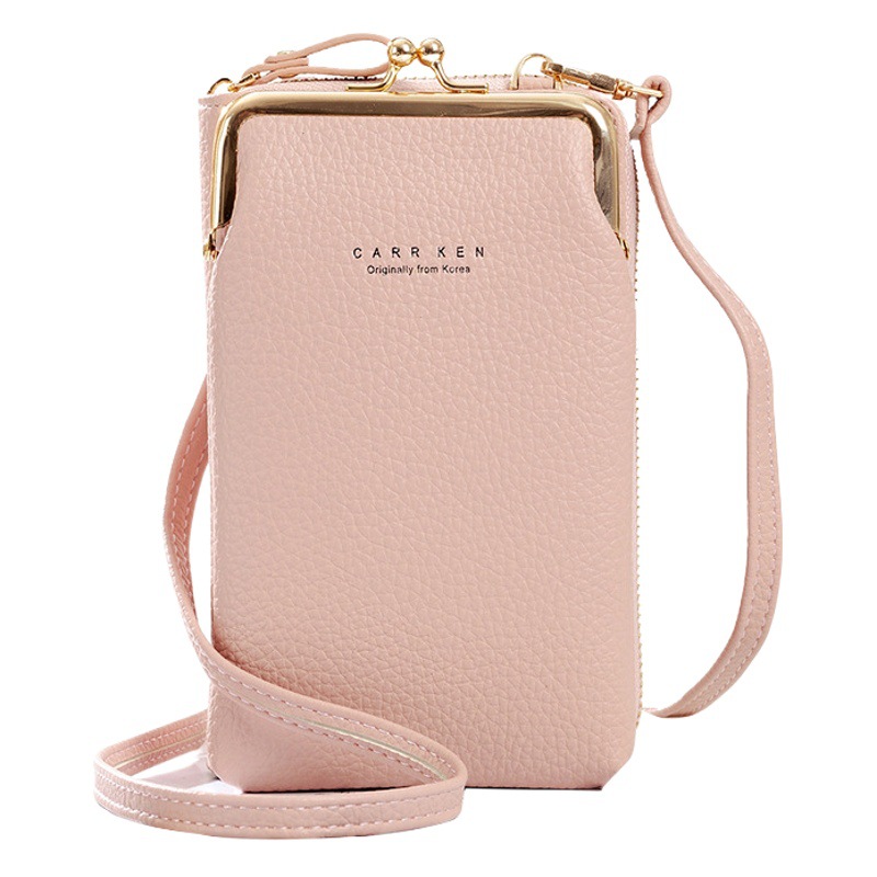 Factory supply new ladies mobile phone bag Korean fashion litchi pattern solid color diagonal bag multi-function shoulder bag women