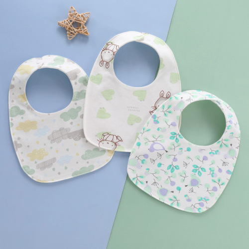 Baby bibs U-shaped saliva napkins children's eating bibs baby pure cotton waterproof milk spitting men's thickened and large rice pocket
