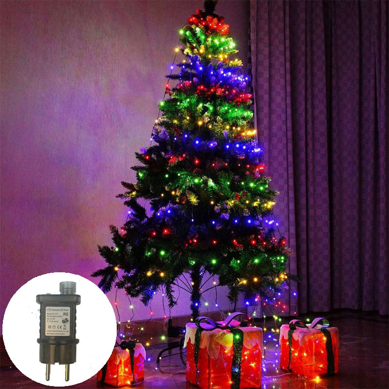 Transfronterizo nuevo anillo de línea de cuero verde oscuro árbol de Navidad iluminación de techo colgante árbol decoración de color iluminación parpadeante LED string