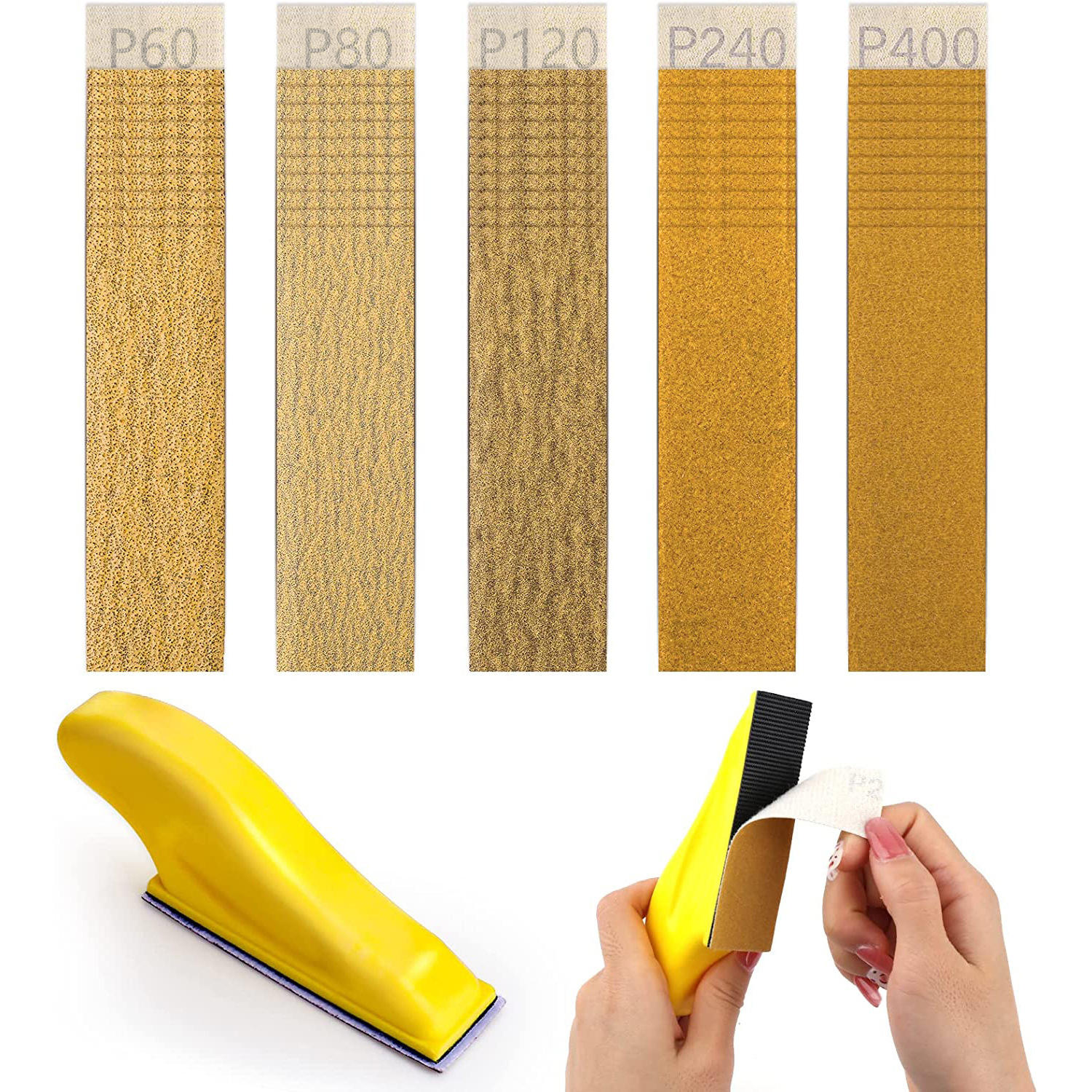 跨境植绒黄砂红砂25.4*90mm方形背绒砂纸打磨小砂条抛光手工DIY