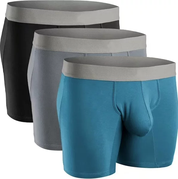 Amazon Modal Large Pouch Cross-Border Men's Solid Color Breathable Anti-Chafing Sports Long Boxer Briefs