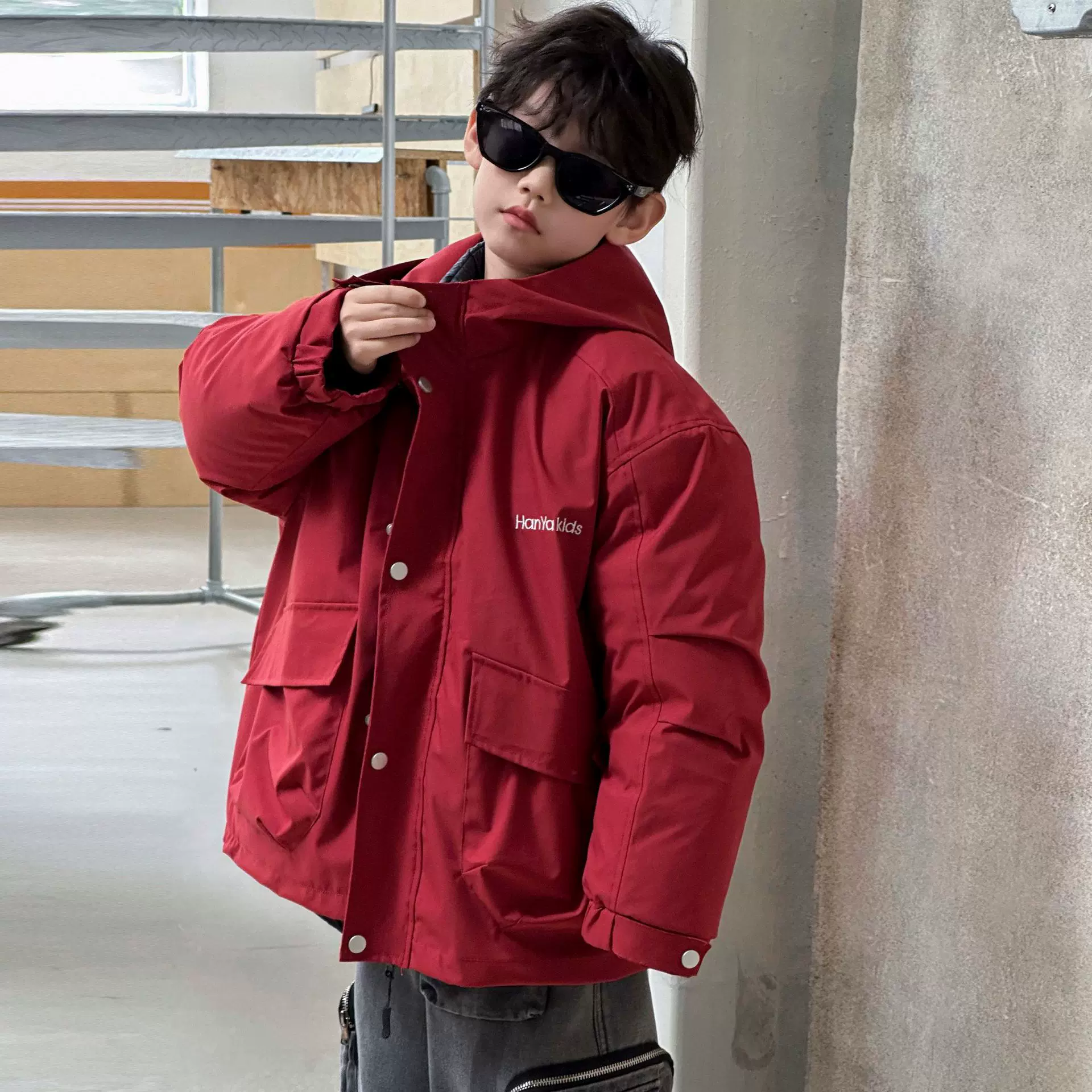 男童秋冬款冲锋衣套装2025新款儿童宽松连帽三合一保暖童装外套潮