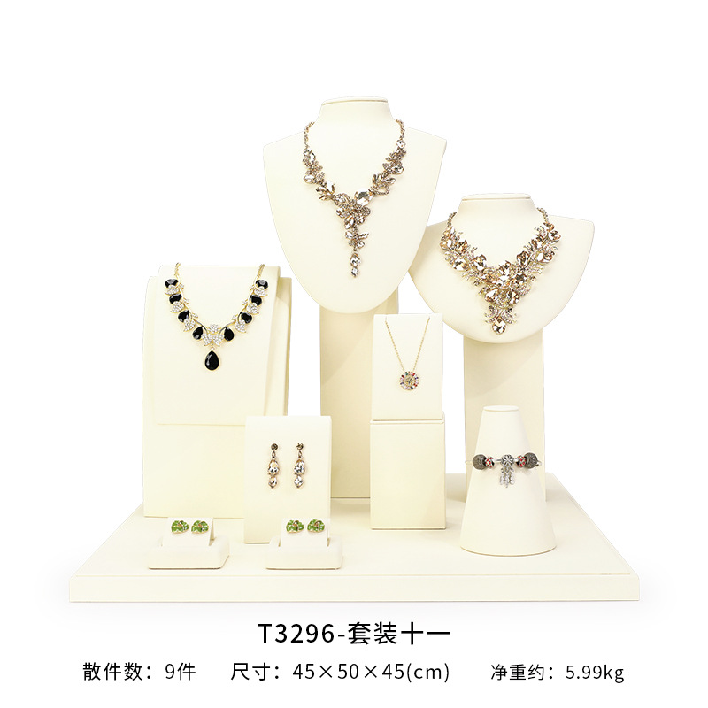 Xu Yue joyería estante de exhibición beige superfibra aretes de lujo anillo de ventana joyería mostrador accesorios