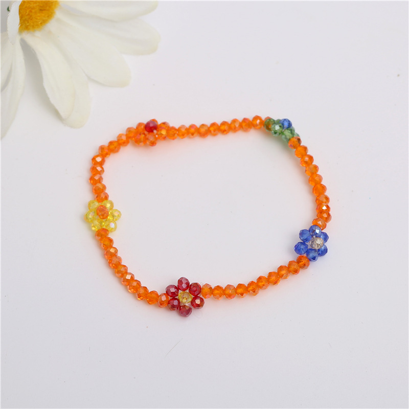 F2208001 橙色小花水晶手链 2022.08.21.