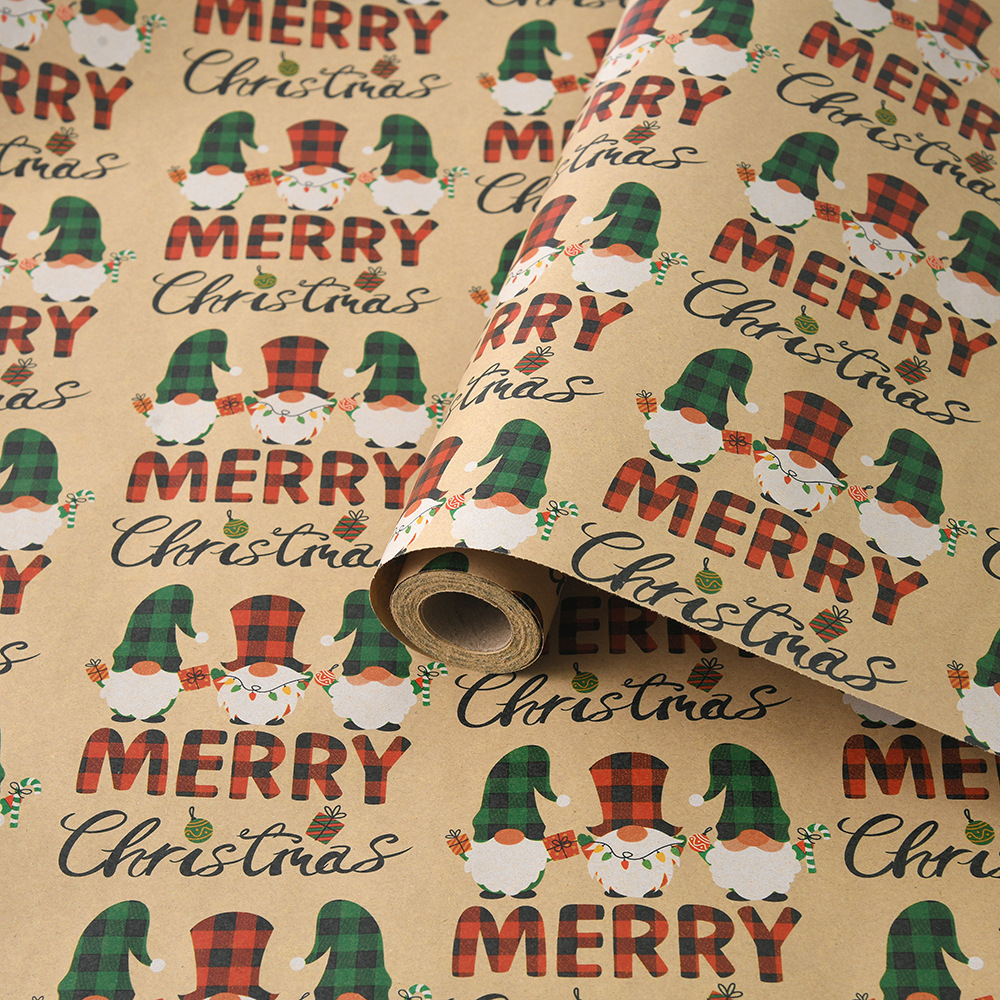 Venta caliente transfronteriza, rollo de gran tamaño, papel de regalo de Navidad, papel kraft retro, papel de regalo de Navidad, papel de regalo