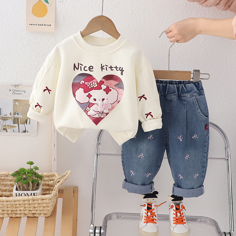Conjunto de sudadera para niñas dos piezas, diseño cute – moda primavera-otoño 2025. image 6