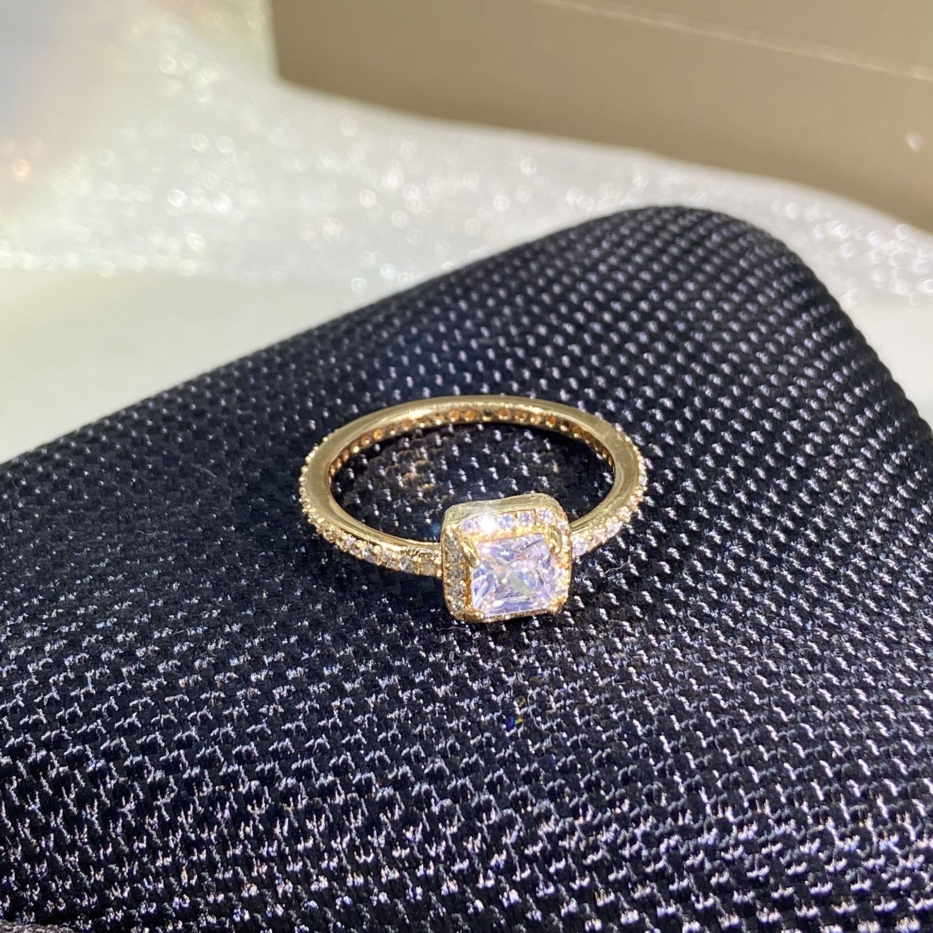 Champagne Color Princess Cut Ring