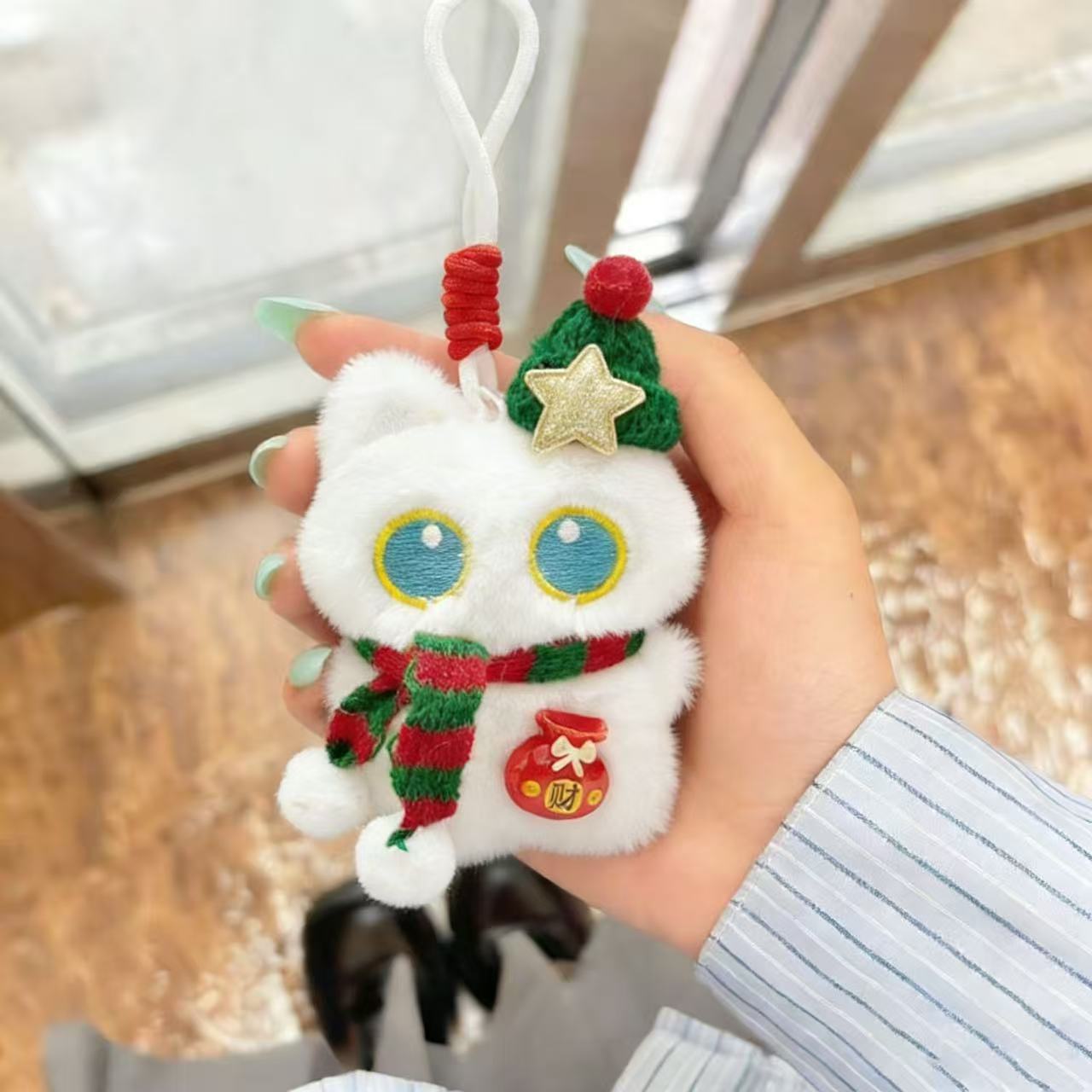 Nuevo gatito colgante de Año Nuevo para atraer dinero billetera gato lindo muñeca de peluche llavero muñeca regalo pareja