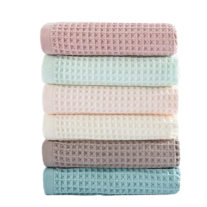 Waffle Cotton Hotel Towel Lightweight Strong Absorbent Quick-Drying Dishcloth Bathroom Shower Spa Bath Towel