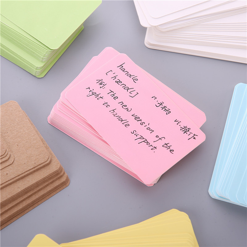 Blank index cards white rigid cardstock handwritten English word small cards memo portable travel memory flash cards