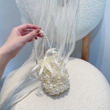 手工珍珠小包包手提小包女仙女度假手拎珠子包编织串珠水桶包斜跨