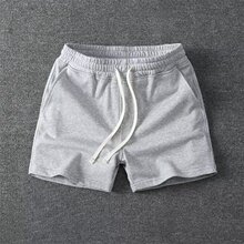 夏季纯棉运动三分裤男潮牌休闲居家健身跑步松紧系绳外穿4分短裤