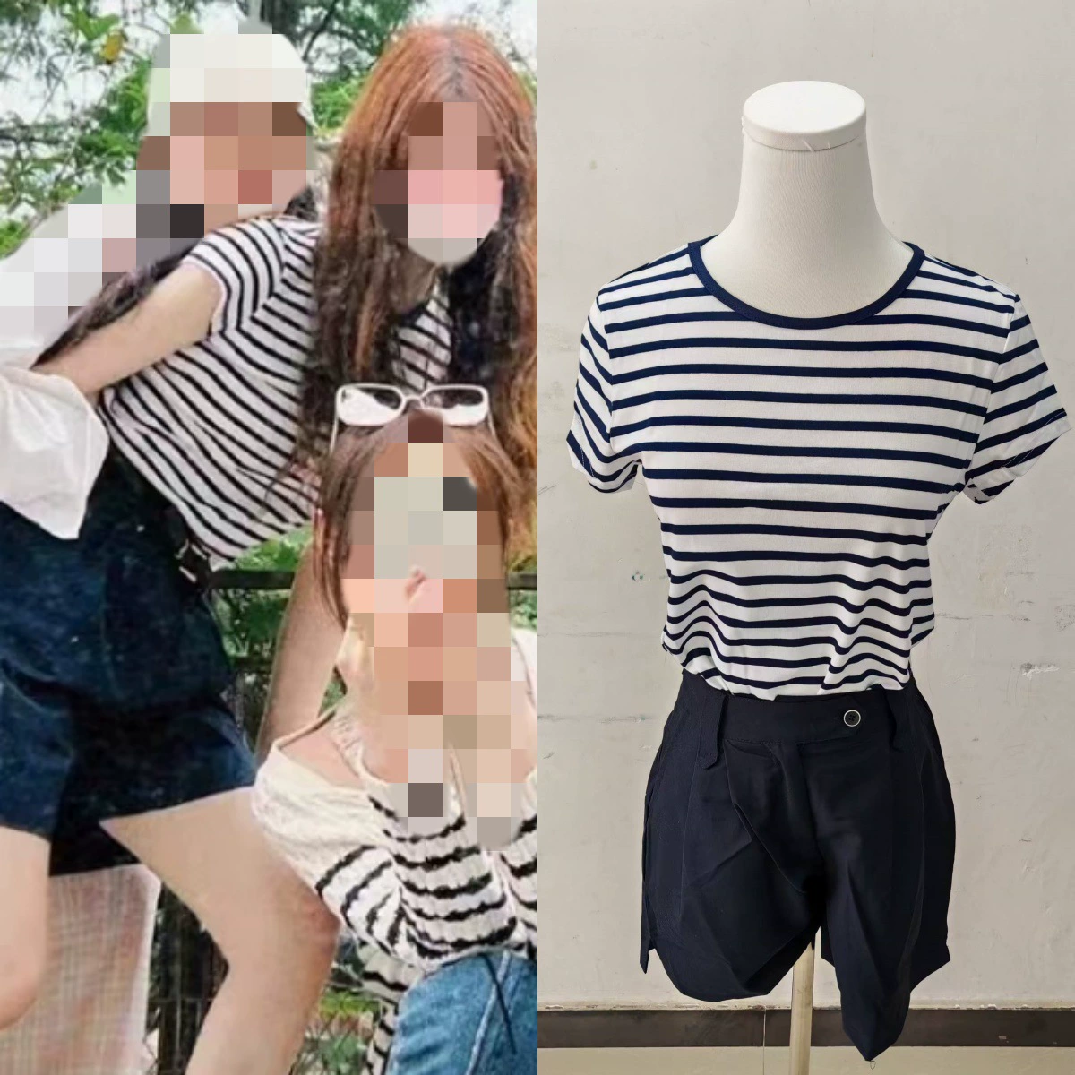 Футболка в черно-белую полоску с короткими рукавами со звездой Чжао Луси в стиле ретро, свободные брюки с высокой талией, Новинка лета 2022