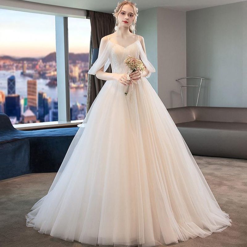 New Style Wedding Dress for Brides, Off-Shoulder Lace Wedding Dress, Forest Style, Slimming, Floor-Length, Free Shipping, Wholesale