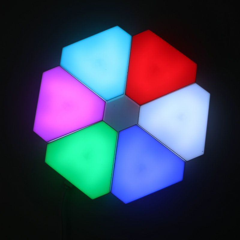 新款遥控LED变色三角量子灯背景墙壁灯装饰灯炫彩触控氛围感彩灯