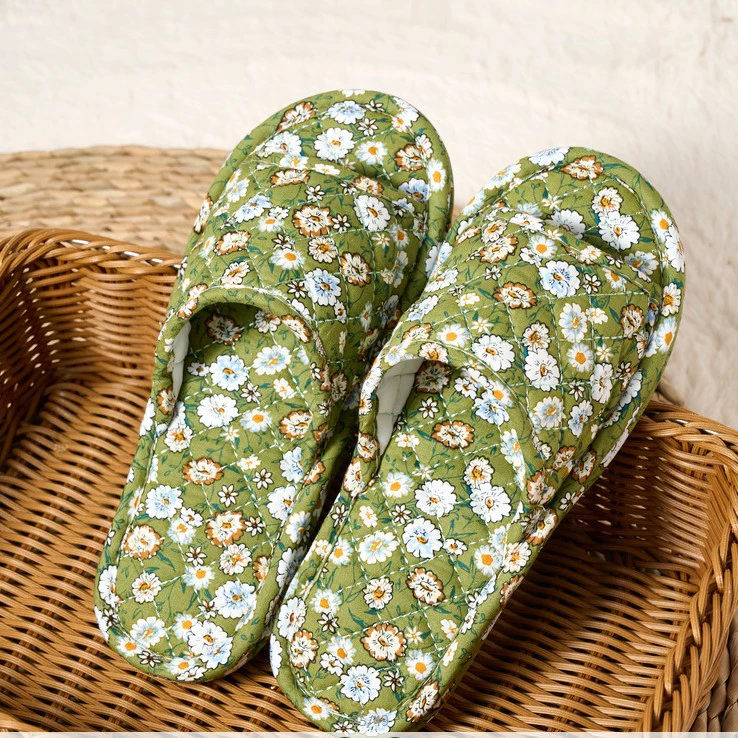 Трансграничные тканевые тапочки в корейском стиле на все времена года, резиновая подошва с цветочным принтом, бесшумные домашние тапочки, домашняя машинная стирка, оптовая торговля внешней торговлей