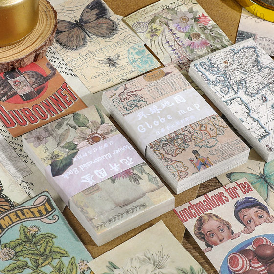 Yuezhen Past Handbook Series Handbook Material Paper Cute Retro Non-sticky Sticker 60 Material This Wholesale