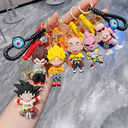 Cartoon Anime Doll Dragon Ball Keychain Sun Wukong Car Key Chain Bag Pendant Claw Machine Small Gift Wholesale