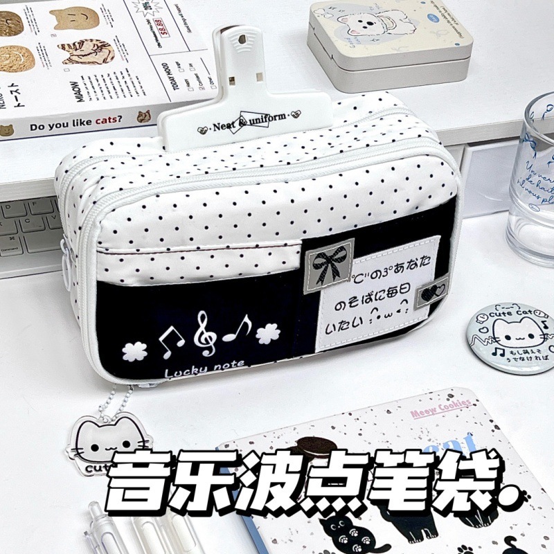 可爱波点小猫笔袋高颜值ins风小众不撞款学生女生文具盒2025新款|undefined