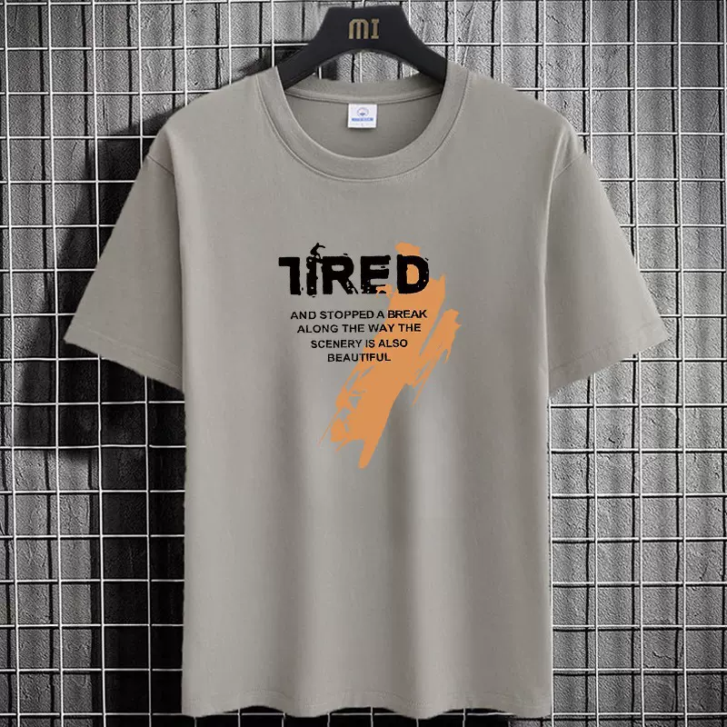 青年夏季短袖T恤男圆领潮流印花ins上衣大码百搭半袖男体恤打底衫