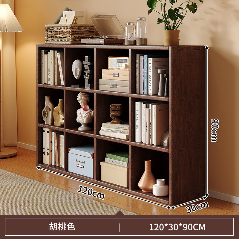 Gabinete bajo de madera sólida, gabinete de cuadrillas de color nuez, gabinete bajo de sala de estar doméstica, estante de almacenamiento contra la pared