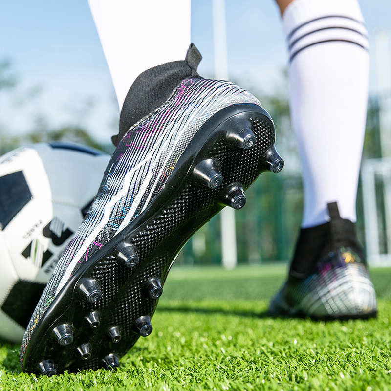 Scarpa da calcio alta TF TF per uomo e donna, scarpe da allenamento chiodate per bambini adulti AG erba artificiale con chiodo lungo_voghion.com