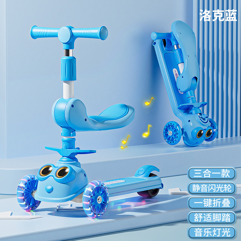 Scooter para niños 1-3-6-12 años, el bebé tres en uno puede sentarse en un niño resbaladizo, tesoro femenino, coche de princesa