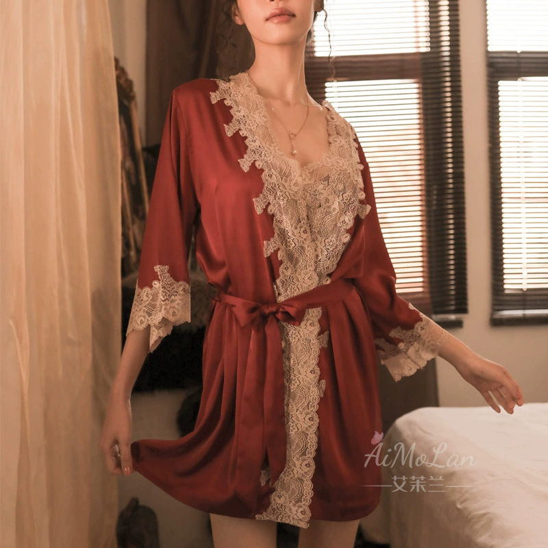 Women's Silk Summer Pajama Jacket / Short Bathrobe, Lifting Effect, One Size