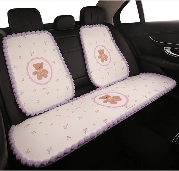 Car Seat Cushion Cartoon Cute Plush Ball Bear Purple