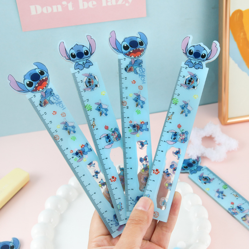 Sacudiendo de dibujos animados regla acrílica de alto valor marca azul pequeña regla de 15cm material de papelería de aprendizaje para estudiantes de primaria