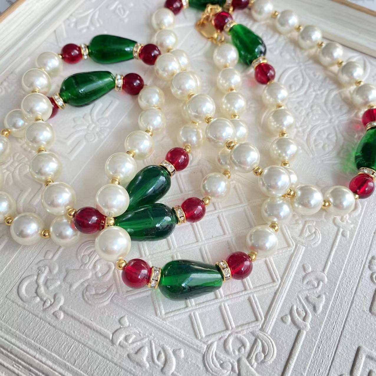 Chinoiserie Geometric glass Handmade Womenu0027S Necklace 1 Piece